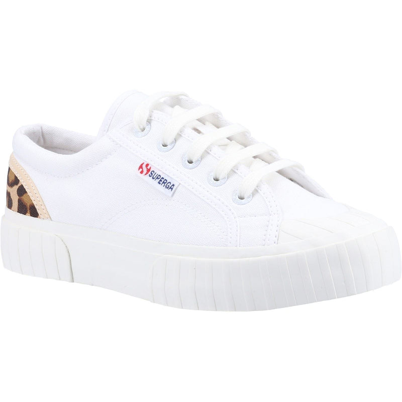 Superga 2630 Stripe Pad Leopard Zapatillas Blancas/Leopardo De Algodón 100% Para Mujer