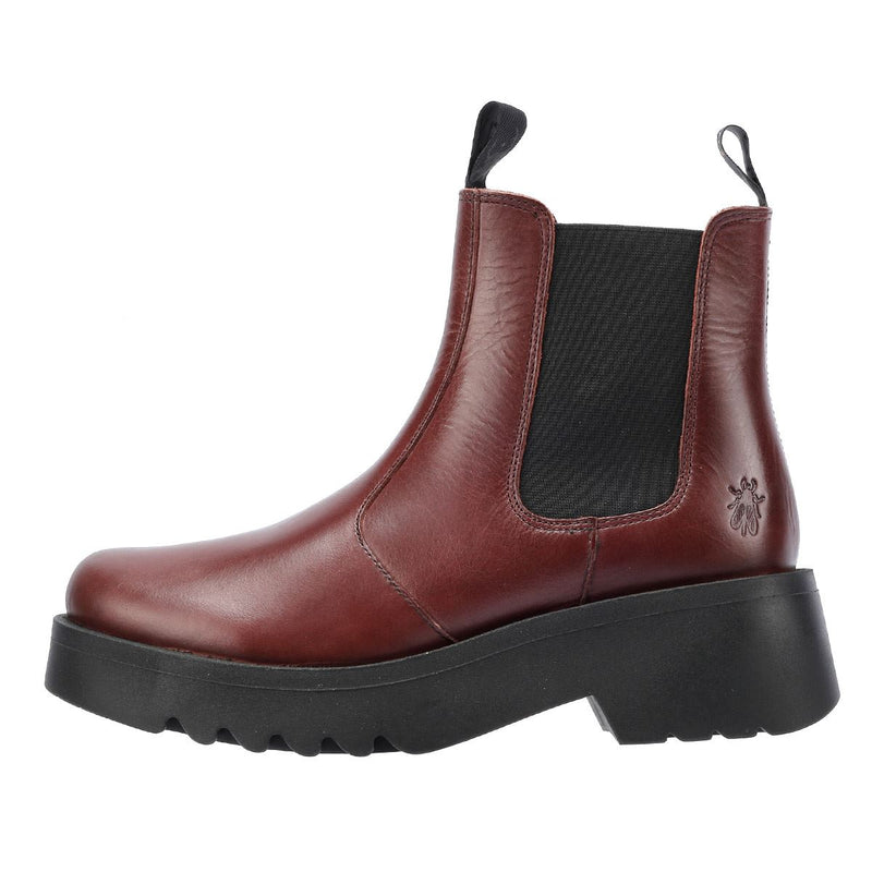 Fly London Medi Botas De Cuero Rojas Para Mujer