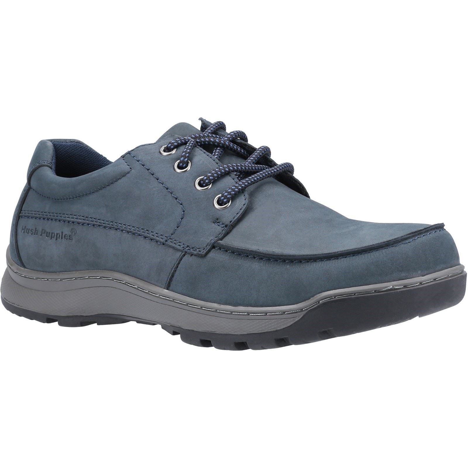 Hush Puppies Tucker Zapatos De Cuero Azul Marino Para Hombre Con Cordones De Nobuk.