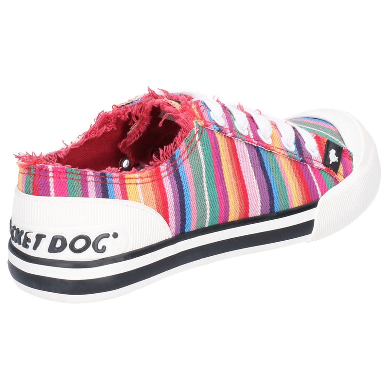 Rocket Dog Jazzin Eden Stripe Zapatillas De Mujer De Algodón Rojas Multi