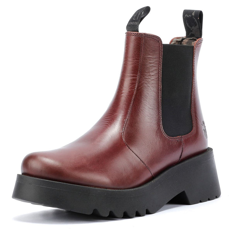 Fly London Medi Botas De Cuero Rojas Para Mujer