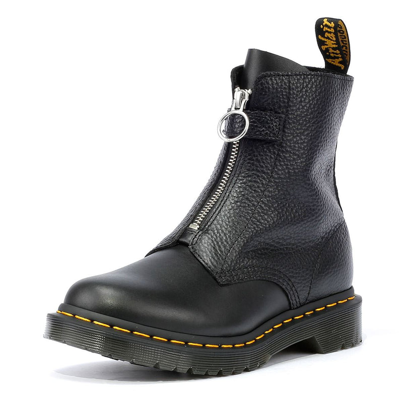 Dr. Martens 1460 Pascal Front Zip Botas Negras De Cuero Para Mujer