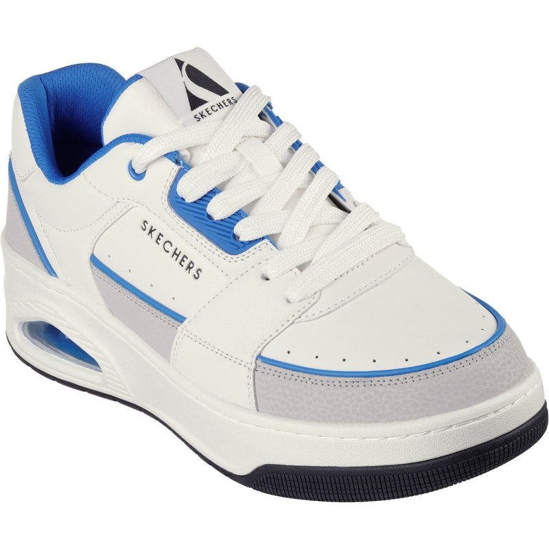 Skechers Uno Court Low-Post Zapatillas De Cuero Blancas/Azules Para Hombre