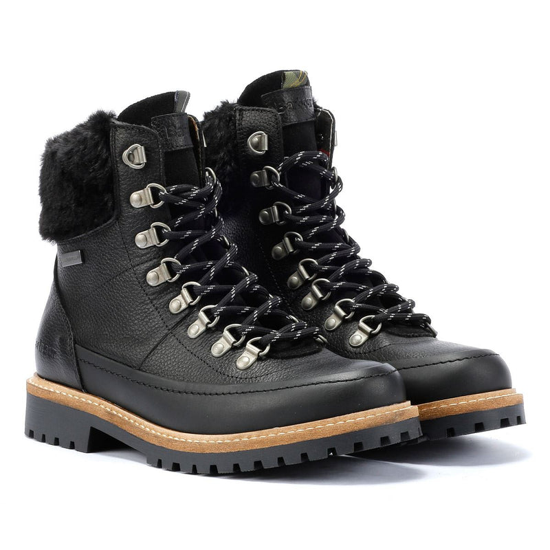 Barbour Woodside Hiker Botas Negras De Cuero Para Mujer.