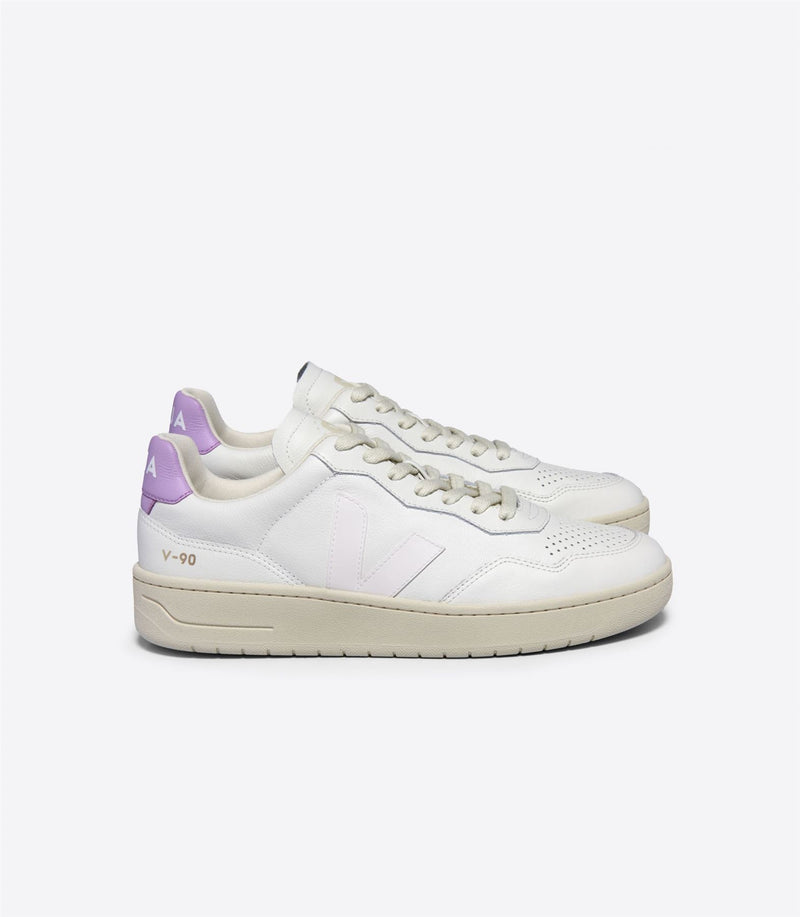 Veja V-90 Zapatillas De Deporte Blancas De Cuero Para Mujer