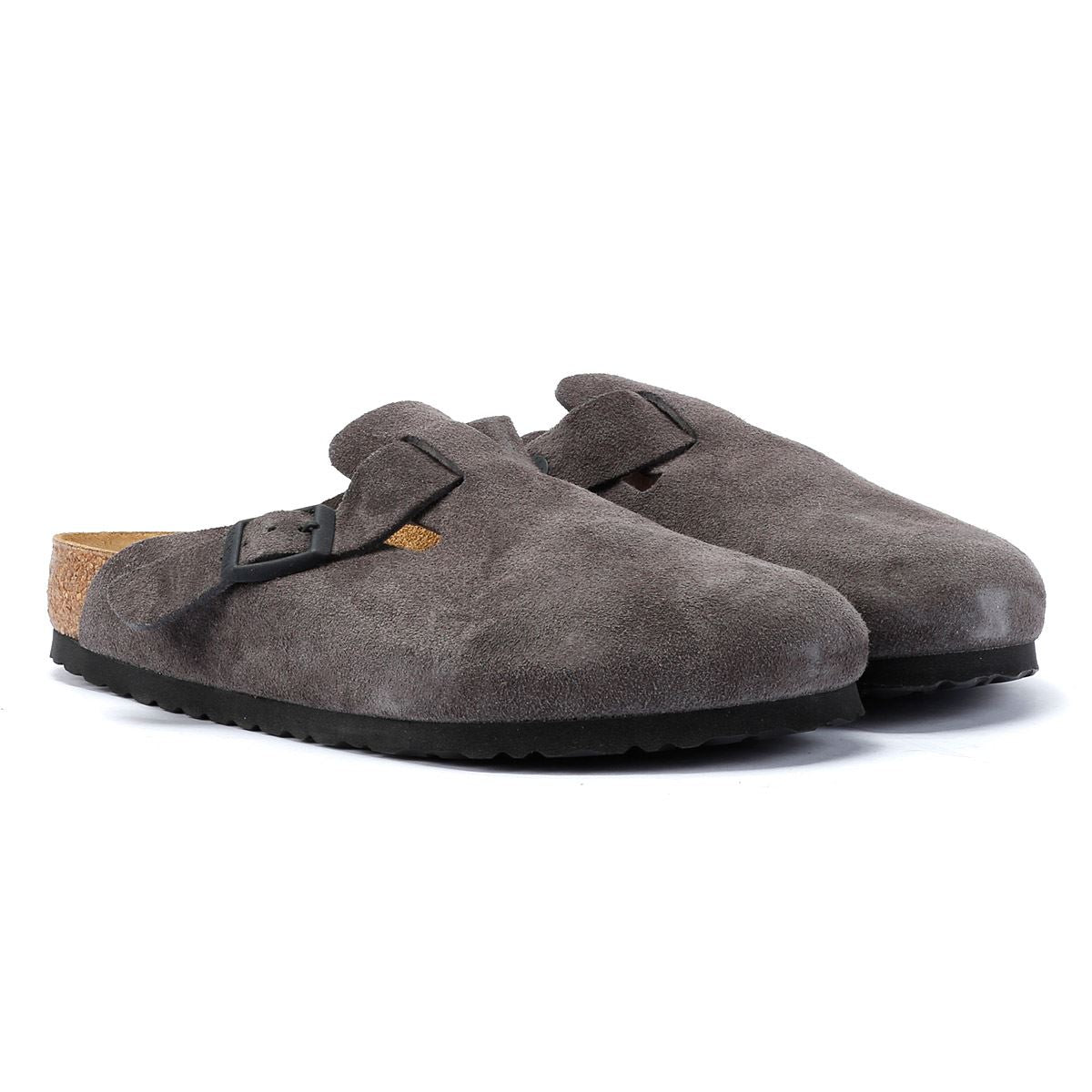 Birkenstock Boston Zuecos De Ante Gris