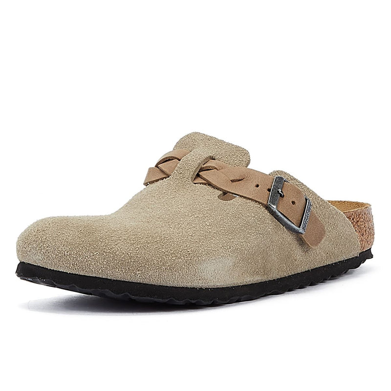 Birkenstock Boston Zuecos De Ante Color Topo Para Mujer