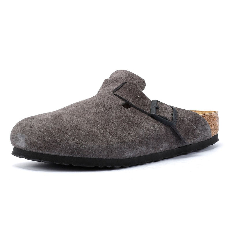 Birkenstock Boston Zuecos De Ante Gris