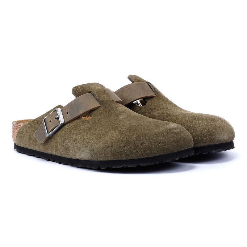 Birkenstock Boston Zuecos Verdes De Ante