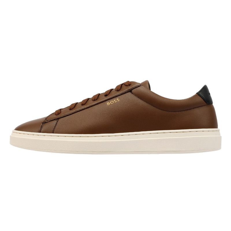 Boss Kieran Tennis Zapatillas De Cuero Marrón Para Hombre