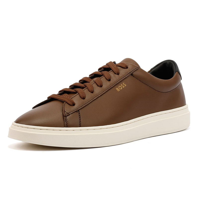 Boss Kieran Tennis Zapatillas De Cuero Marrón Para Hombre