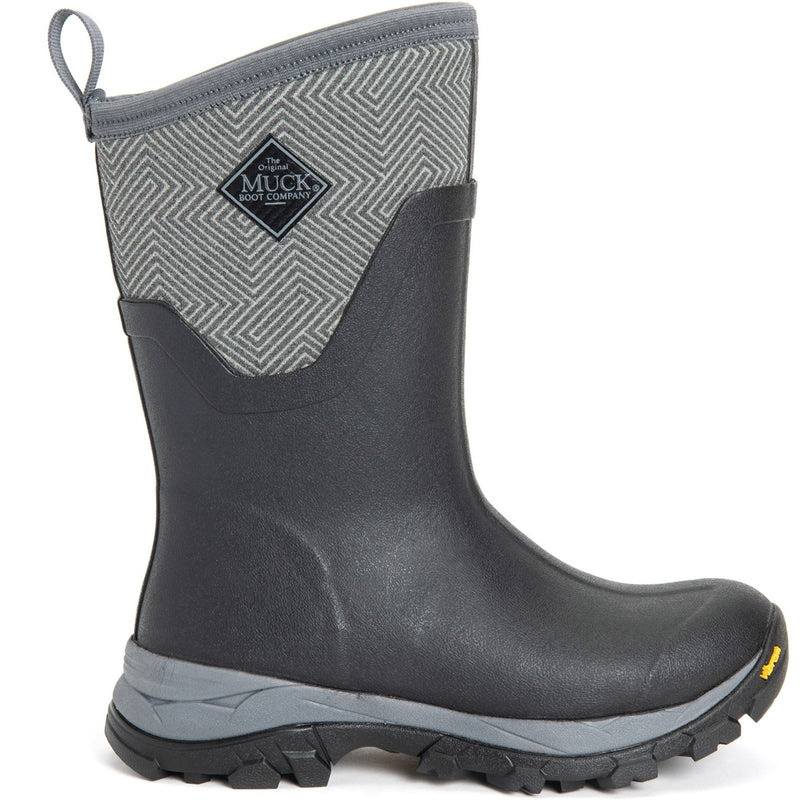 Muck Boots Arctic Ice Mid AGAT Botas De Agua Geométricas Negras/Grises De Goma