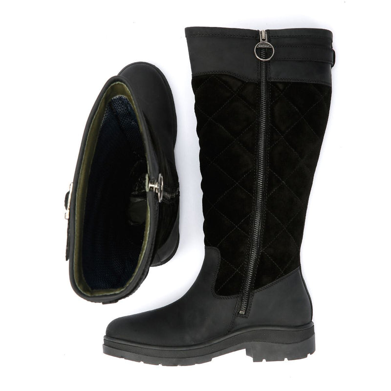 Barbour Oak Tall Botas De Mujer De Ante Negras.