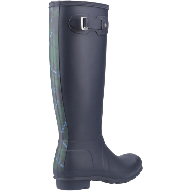 Hunter Original Tall Tartan Back Strap Botas De Agua Azul Marino De Mujer.