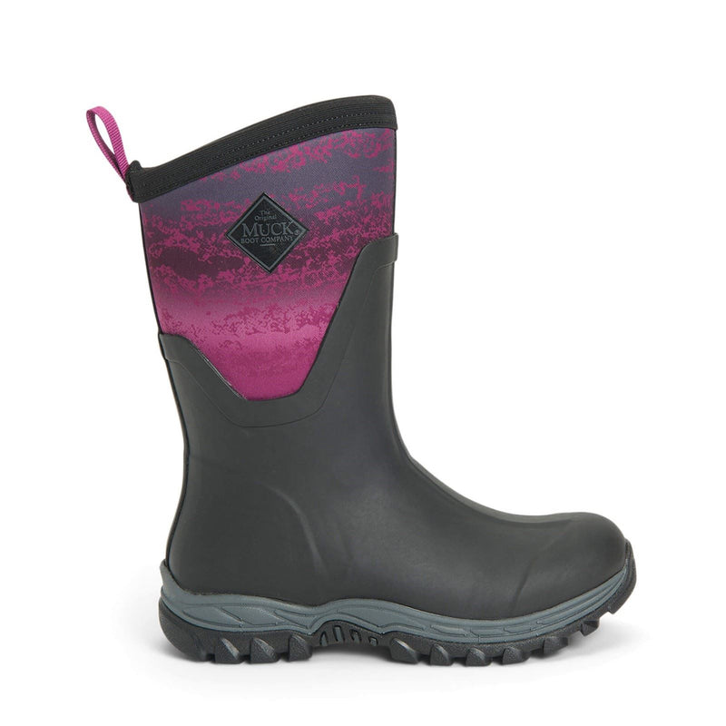 Muck Boots Arctic Sport Mid Botas De Agua Negras/Magenta De Goma.