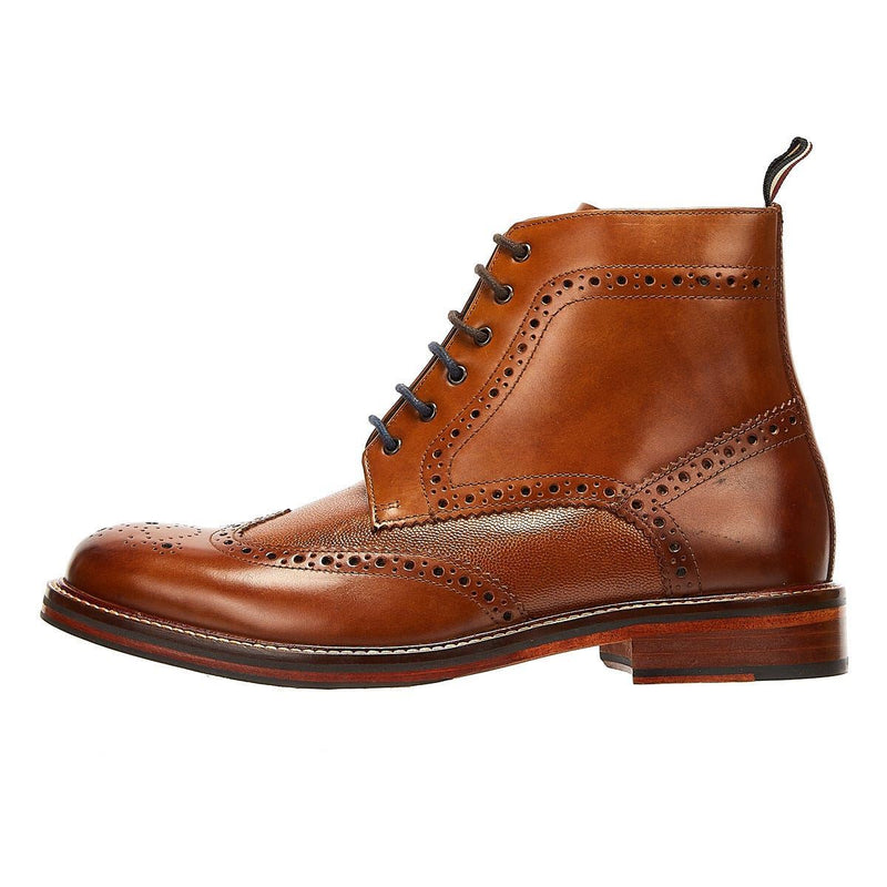 Ben Sherman Alfred Brogue Botas De Cuero Marrón Para Hombre