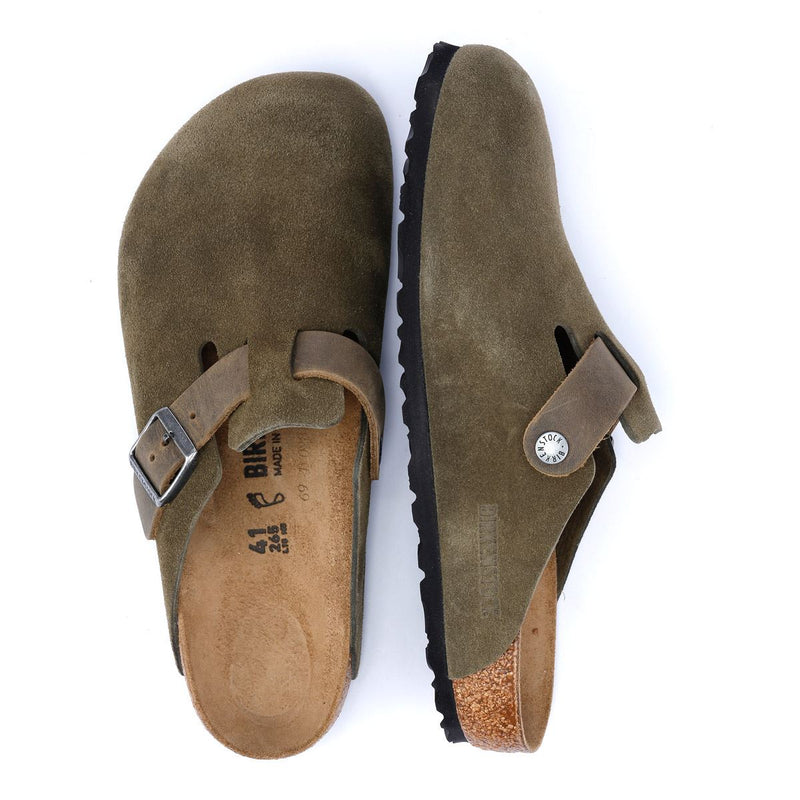 Birkenstock Boston Zuecos Verdes De Ante