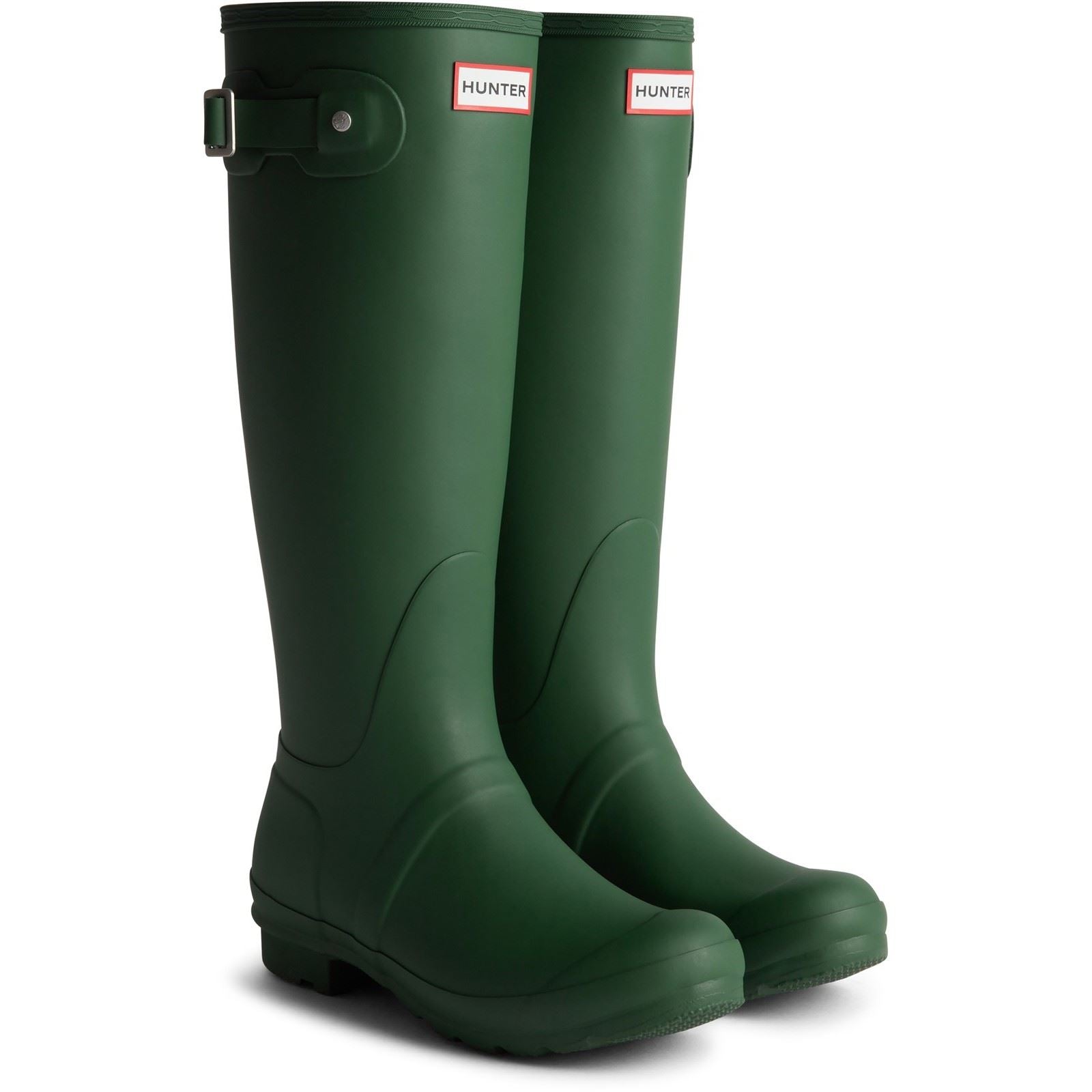 Hunter Original Tall Tartan Back Strap Botas De Agua Verdes Para Mujer