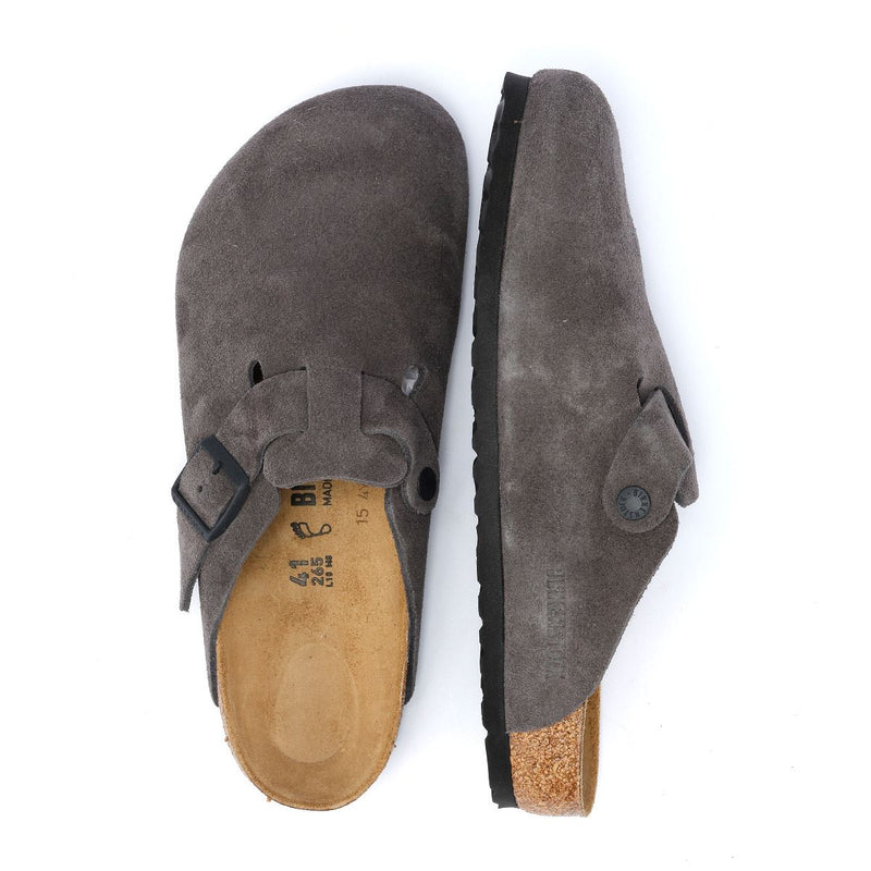 Birkenstock Boston Zuecos De Ante Gris