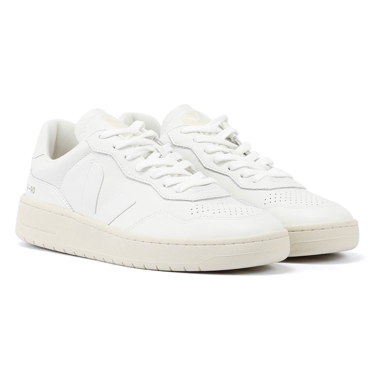 Veja V-90 Zapatillas Blancas De Cuero Para Hombres