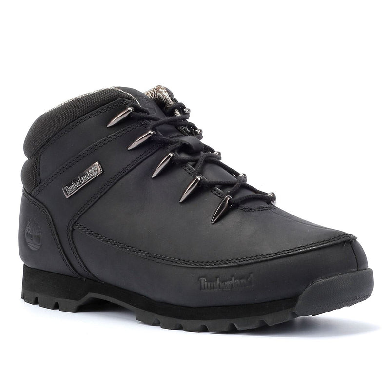 Timberland Euro Sprint Mid Lace Premium Botas Negras De Cuero Para Hombre.