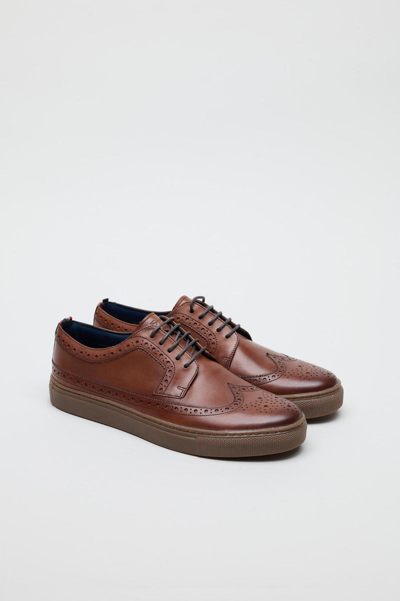 Ben Sherman Preston Zapatos De Cuero Marrones Con Cordones Para Hombre.