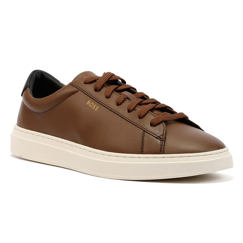 Boss Kieran Tennis Zapatillas De Cuero Marrón Para Hombre