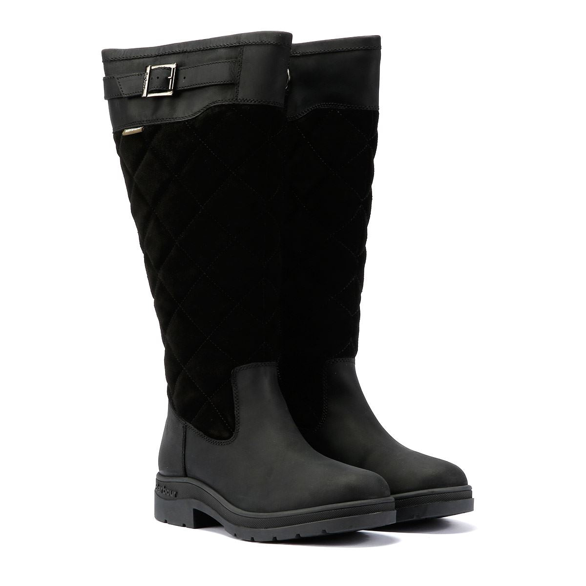 Barbour Oak Tall Botas De Mujer De Ante Negras.