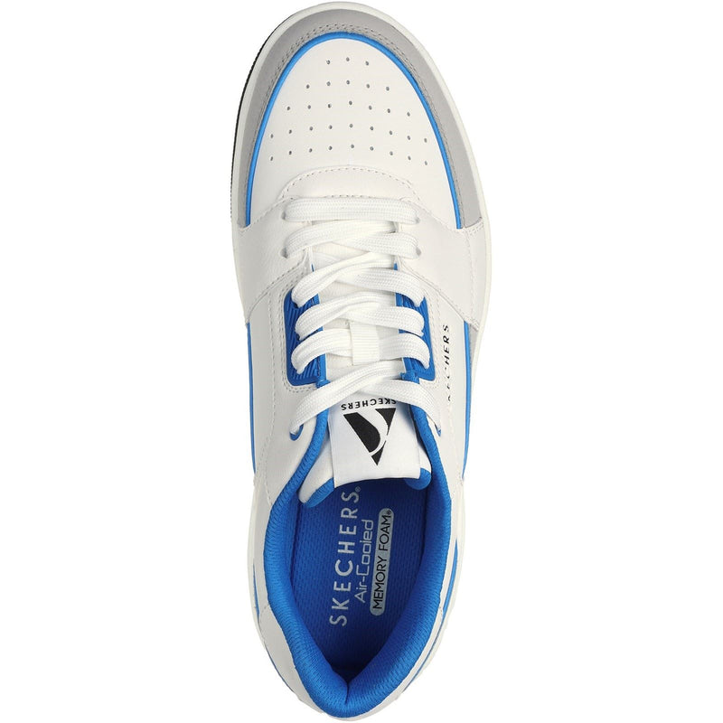 Skechers Uno Court Low-Post Zapatillas De Cuero Blancas/Azules Para Hombre