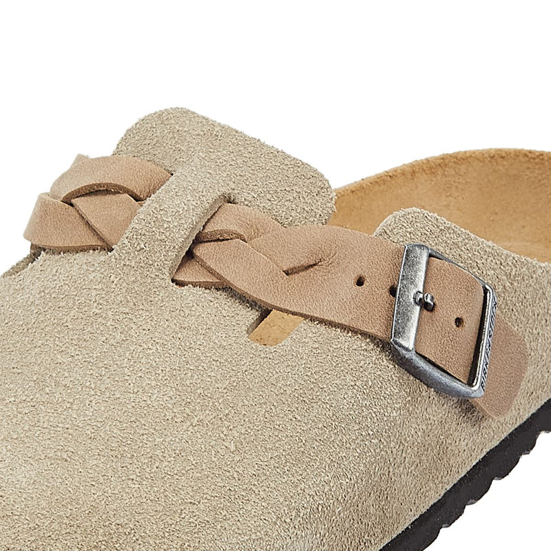 Birkenstock Boston Zuecos De Ante Color Topo Para Mujer