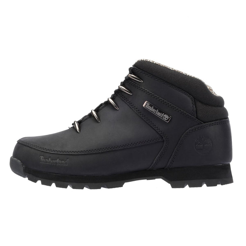 Timberland Euro Sprint Mid Lace Premium Botas Negras De Cuero Para Hombre.