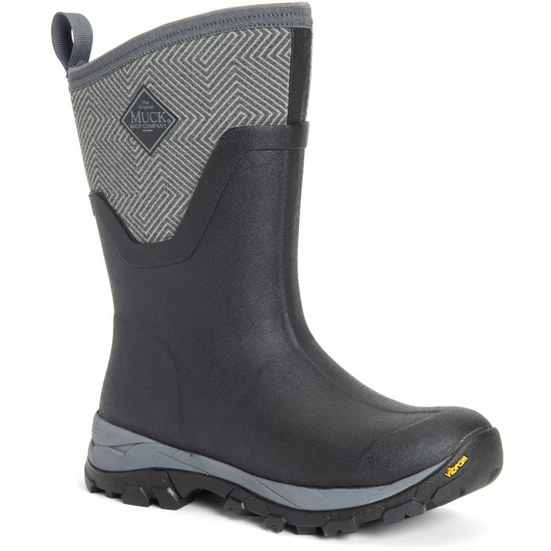 Muck Boots Arctic Ice Mid AGAT Botas De Agua Geométricas Negras/Grises De Goma