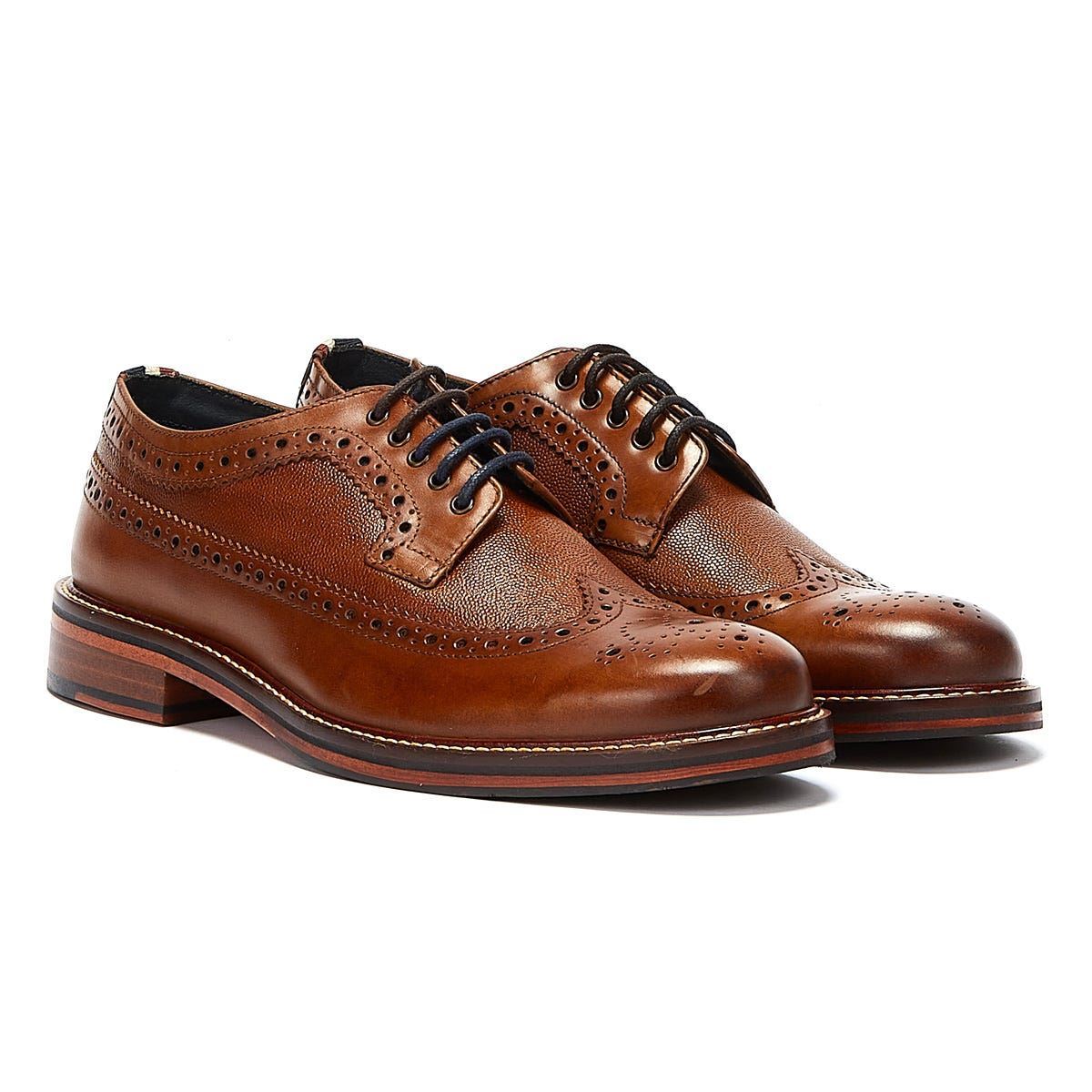 Ben Sherman Archie Brogue Zapatos De Cuero Marrones Con Cordones Para Hombre.