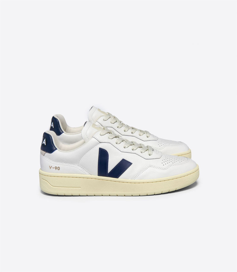 Veja V-90 Zapatillas Blancas De Cuero Para Hombre