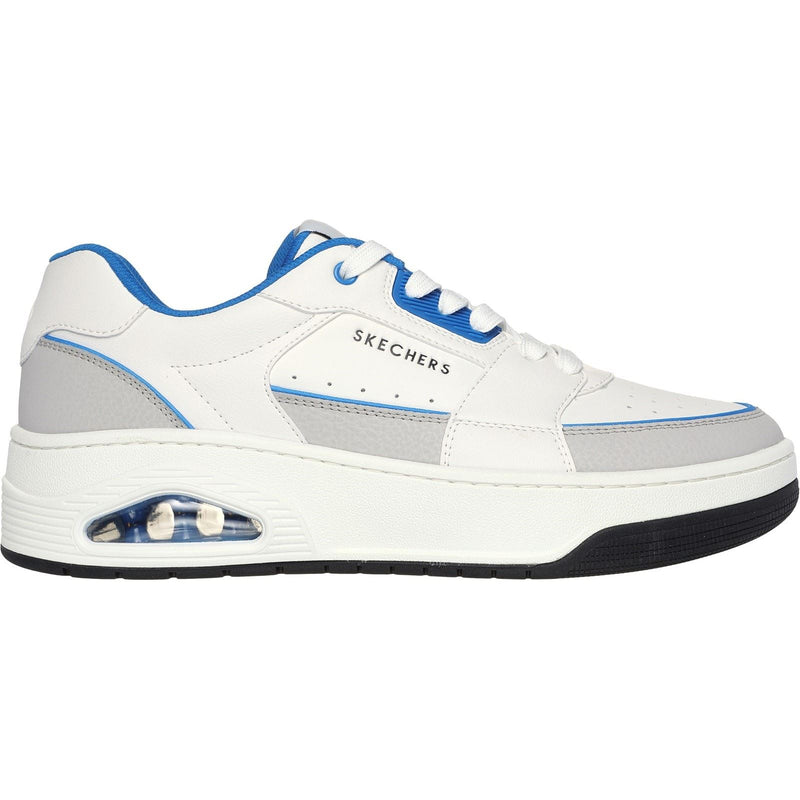 Skechers Uno Court Low-Post Zapatillas De Cuero Blancas/Azules Para Hombre