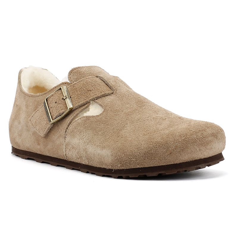 Birkenstock London Shearling Zapatos De Mujer De Ante Color Beige