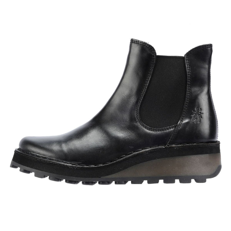 Fly London Huud Botas Negras De Cuero Para Mujer