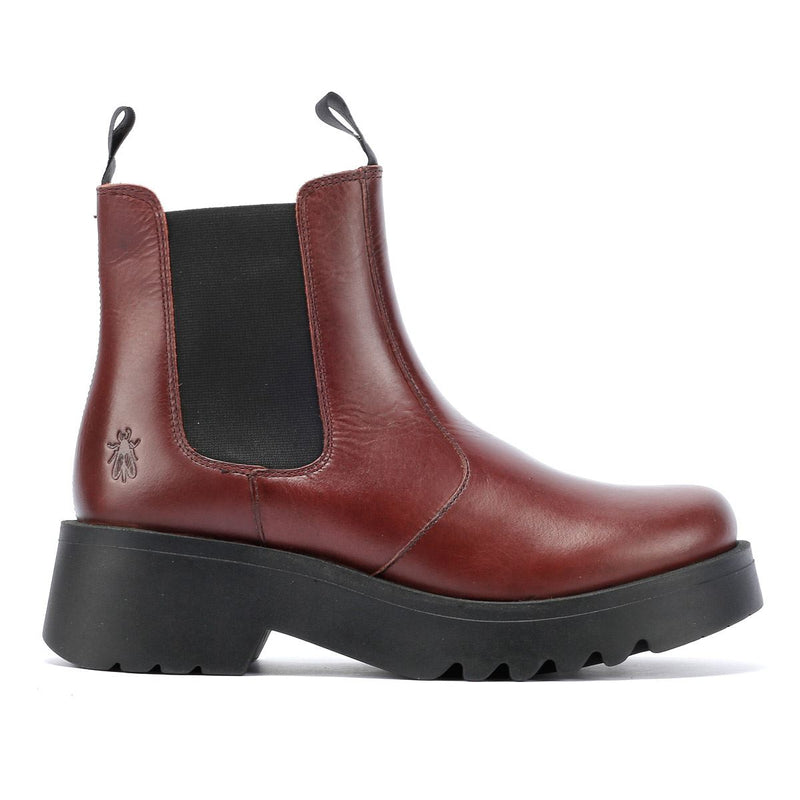 Fly London Medi Botas De Cuero Rojas Para Mujer