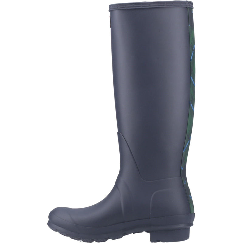 Hunter Original Tall Tartan Back Strap Botas De Agua Azul Marino De Mujer.