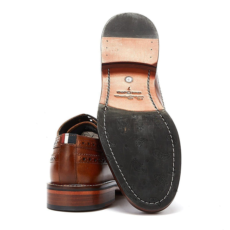 Ben Sherman Archie Brogue Zapatos De Cuero Marrones Con Cordones Para Hombre.