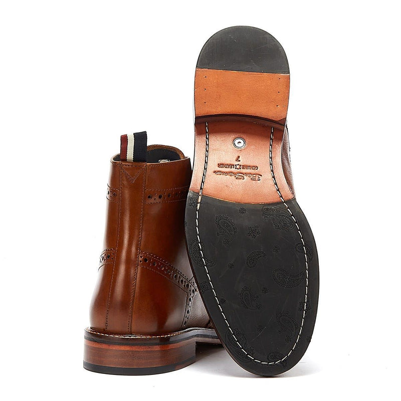 Ben Sherman Alfred Brogue Botas De Cuero Marrón Para Hombre