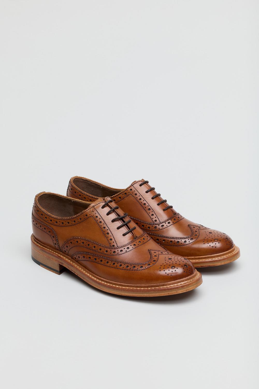 Ben Sherman Sugarman Brogue Zapatos De Cuero Marrones Con Cordones Para Hombre.