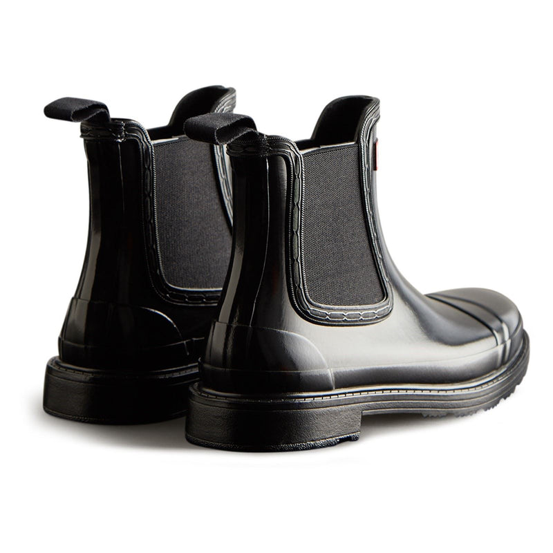 Hunter Commando Gloss Botas De Agua Negras Para Mujer