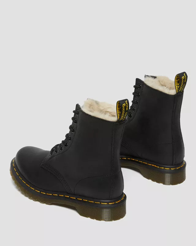 Dr. Martens Serena Botas Negras De Cuero Wyoming Pulido Para Mujer