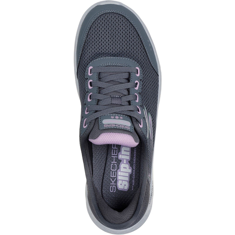 Skechers Go Walk Flex Clear Creek Zapatillas De Tela Para Mujer En Color Gris Carbón/Lavanda