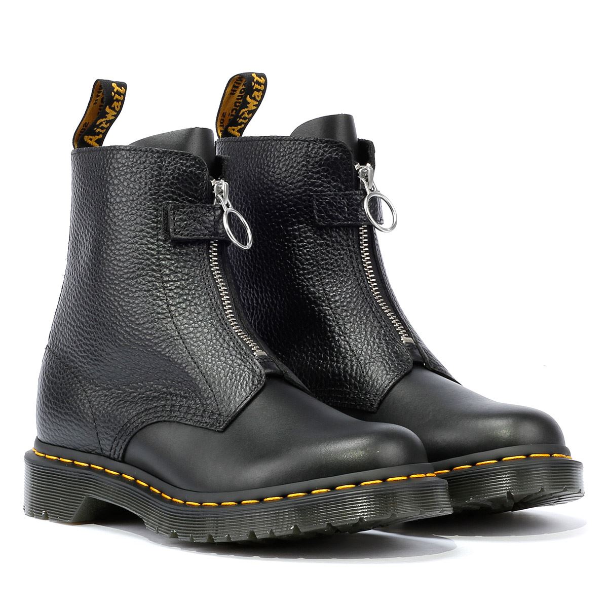 Dr. Martens 1460 Pascal Front Zip Botas Negras De Cuero Para Mujer