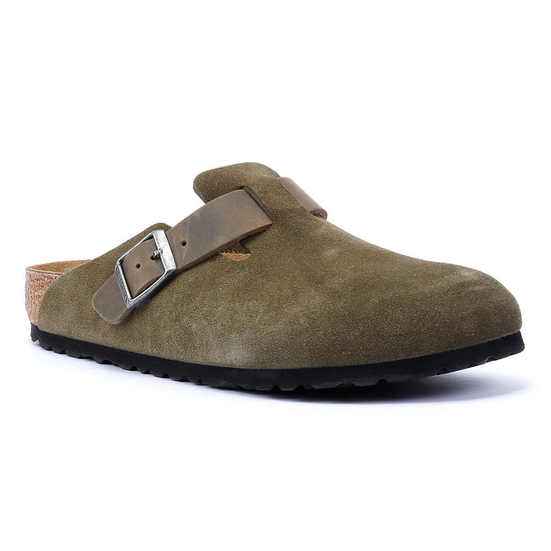 Birkenstock Boston Zuecos Verdes De Ante