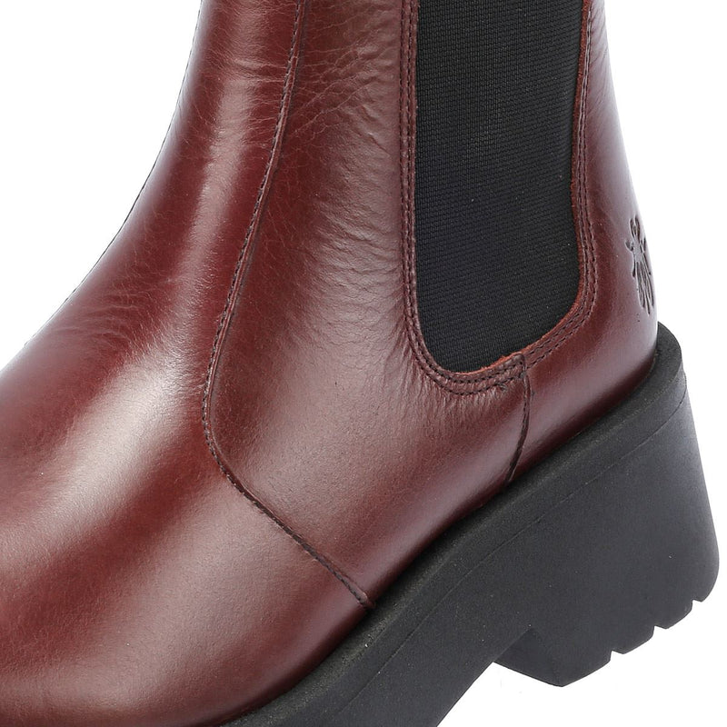 Fly London Medi Botas De Cuero Rojas Para Mujer