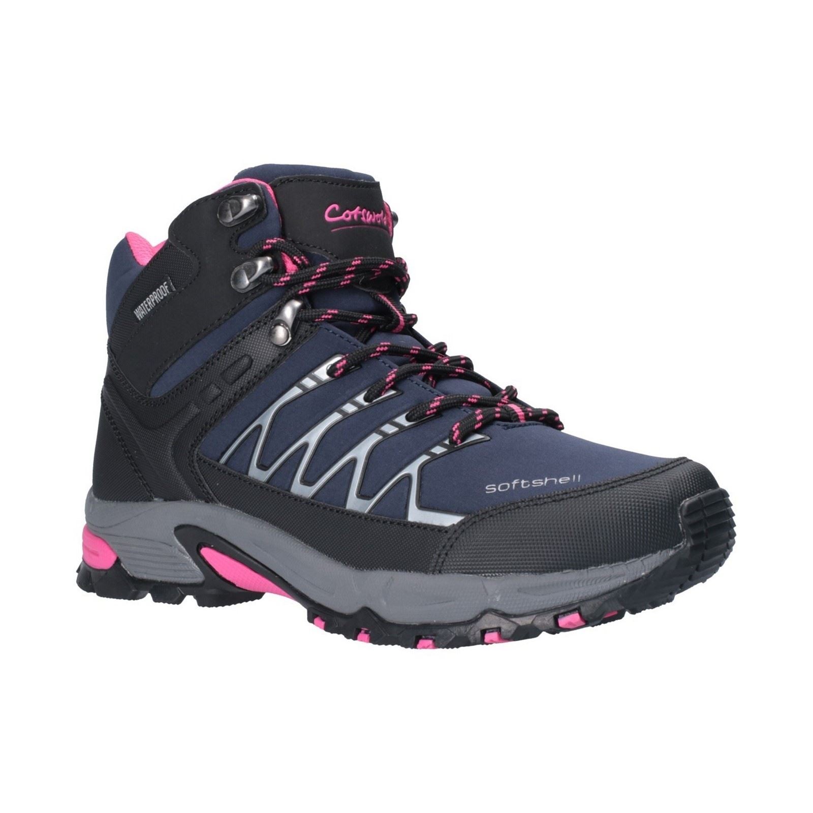 Cotswold Abbeydale Mid Botas De Senderismo De Mujer En Goma En Azul Marino/Negro/Fucsia