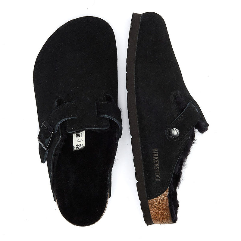 Birkenstock Zapatillas Negras De Piel De Oveja Boston